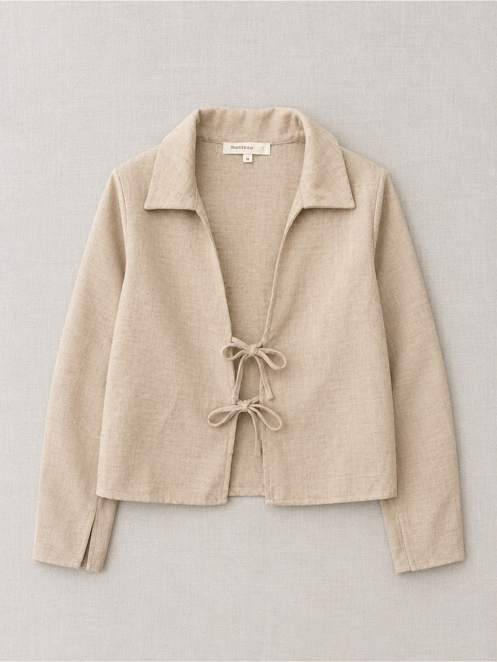 Monteau Beige Tie-Front Utility Jacket